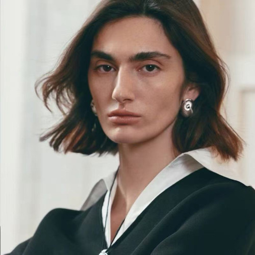 秋季新款925銀針旋渦橢圓耳釘歐美小衆高級簡約復古時尚百搭耳釘