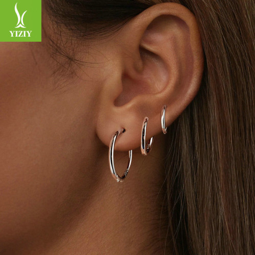 銀姿韻新款時尚百搭極簡風耳釦耳圈 歐美流行飾品925純銀耳環耳飾