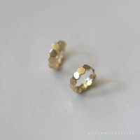 925純銀鍍14k金耳圈蜂窩六角閃亮耳釦氣質日常ins風韓國