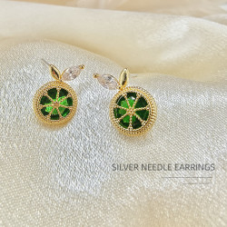 925銀針韓國鋯石橙子耳釘女創意百搭小巧簡約氣質高級感耳飾