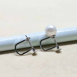 螺絲耳夾耳飾配件925純銀無耳洞耳釘轉換器粘半孔珍珠瑪瑙珠