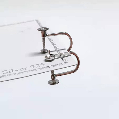 螺絲耳夾耳飾配件925純銀無耳洞耳釘轉換器粘半孔珍珠瑪瑙珠