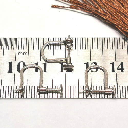 螺絲耳夾耳飾配件925純銀無耳洞耳釘轉換器粘半孔珍珠瑪瑙珠