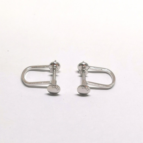 螺絲耳夾耳飾配件925純銀無耳洞耳釘轉換器粘半孔珍珠瑪瑙珠