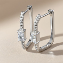 新款925銀個性簡約幾何耳環耳飾排鋯耳釦情人節禮物