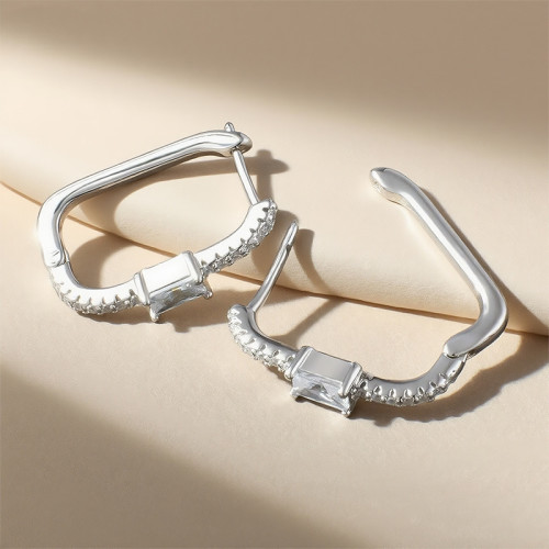 新款925銀個性簡約幾何耳環耳飾排鋯耳釦情人節禮物