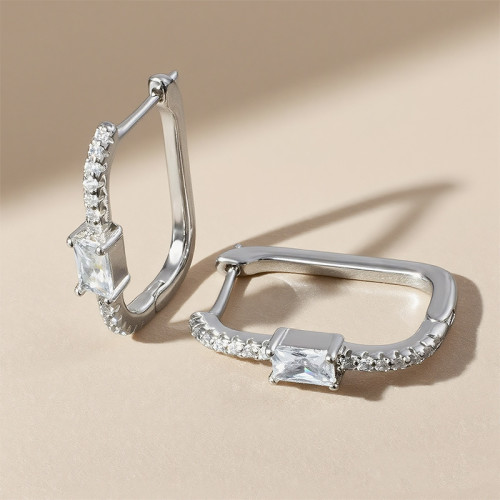 新款925銀個性簡約幾何耳環耳飾排鋯耳釦情人節禮物