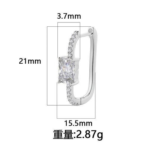 新款925銀個性簡約幾何耳環耳飾排鋯耳釦情人節禮物