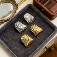 新款流蘇優雅時尚通勤小衆金屬水波紋925針耳釘耳環飾品歐美