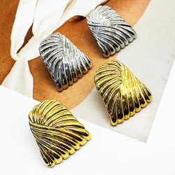 新款流蘇優雅時尚通勤小衆金屬水波紋925針耳釘耳環飾品歐美