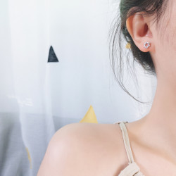 爆款925純銀針小耳骨幾何縷空素銀六芒星耳釘韓國簡約耳飾百