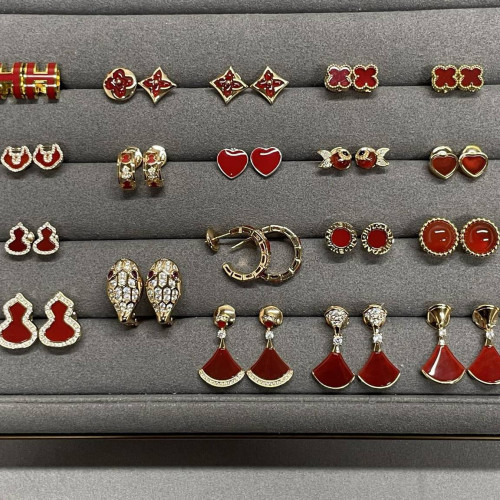 2026新年款耳環925風紅色葫蘆流蘇蝴蝶中古馬年滴油耳釘