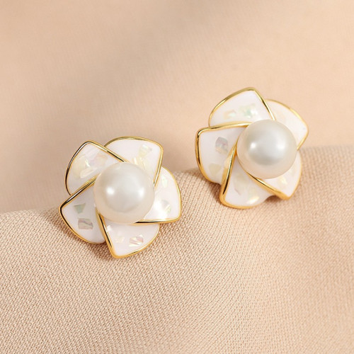 甜美花朵珍珠氣質耳環2025新款清新優雅耳釘925銀針時尚網紅耳飾 甜美花朵珍珠氣質耳環2025新款清新優雅耳釘925銀針時尚網紅耳飾