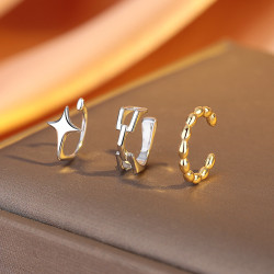 925銀秋冬耳夾女無耳洞耳骨夾ins小衆簡約素圈耳環高級感星星耳飾