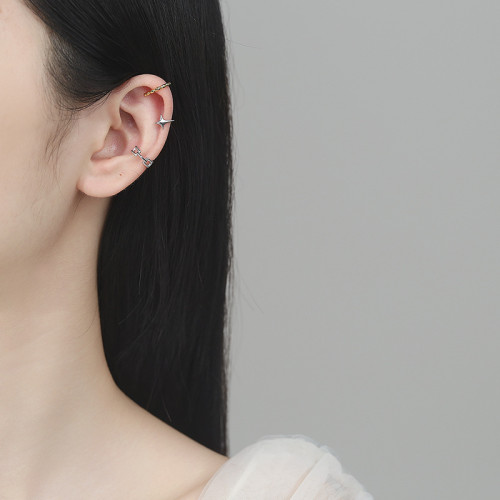 925銀秋冬耳夾女無耳洞耳骨夾ins小衆簡約素圈耳環高級感星星耳飾