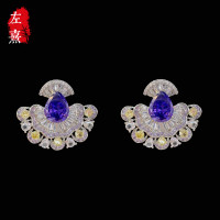 925銀鍍金鋯石皇家藍少女裙擺系列耳環耳飾
