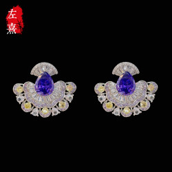 925銀鍍金鋯石皇家藍少女裙擺系列耳環耳飾