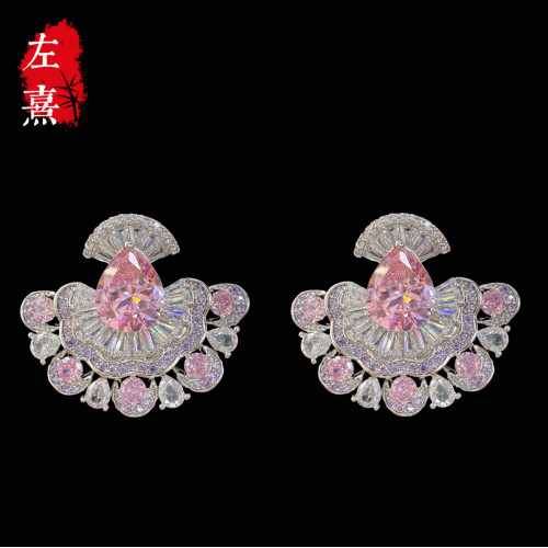 925銀鍍金鋯石皇家藍少女裙擺系列耳環耳飾