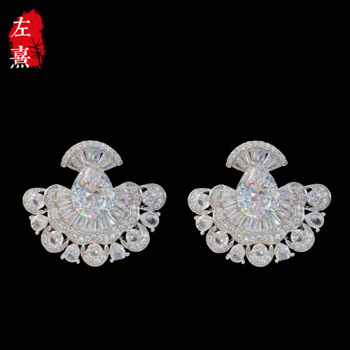 925銀鍍金鋯石皇家藍少女裙擺系列耳環耳飾