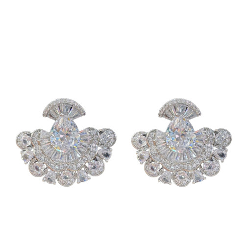 925銀鍍金鋯石皇家藍少女裙擺系列耳環耳飾