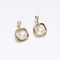 法式簡約簡約淡水珍珠耳環氣質女時尚小巧通勤設計感925銀針耳釘