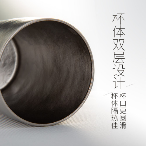 雙層純鈦啤酒杯真空保溫鈦杯時尚隨手杯鈦金飲料杯純鈦大口杯戶外