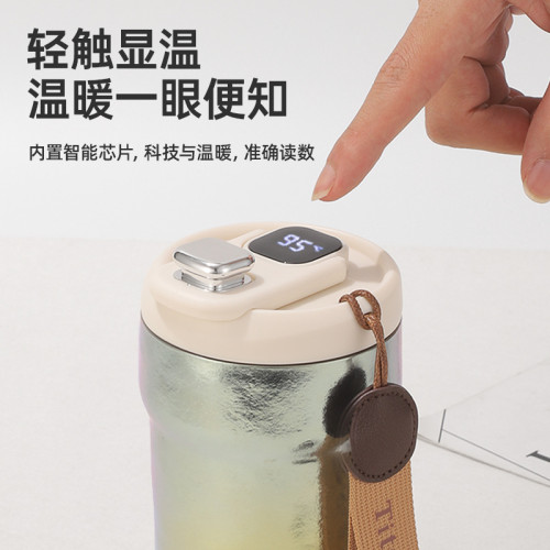 純鈦保溫杯350ml咖啡杯溫顯可攜式手提直飲鈦杯車用隨行杯禮盒裝
