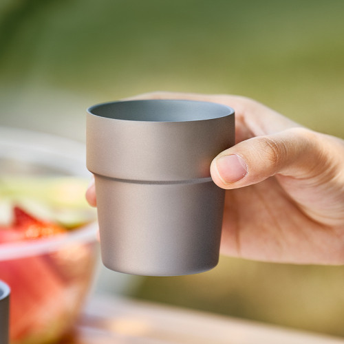 純鈦水杯雙層隔熱防燙戶外露營家用鈦茶杯主人杯咖啡杯冷飲鈦杯子