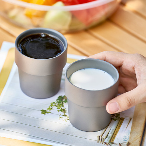 純鈦水杯雙層隔熱防燙戶外露營家用鈦茶杯主人杯咖啡杯冷飲鈦杯子