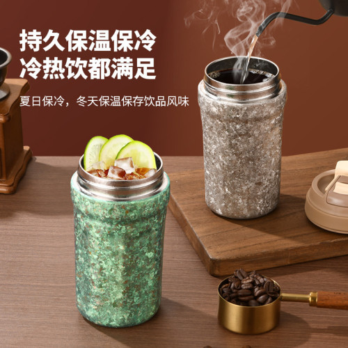 雙飲純鈦咖啡杯雙層純鈦真空保溫咖啡隨手可攜式杯男女時尚鈦杯