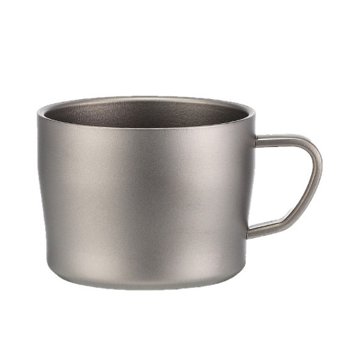 鈦杯純鈦杯子帶把手雙層咖啡杯家用牛奶杯簡約茶杯下午茶廣告杯