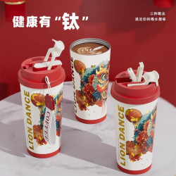 新款國潮咖啡杯水杯保溫杯純鈦杯子男女泡茶隨行大容量茶水分離杯