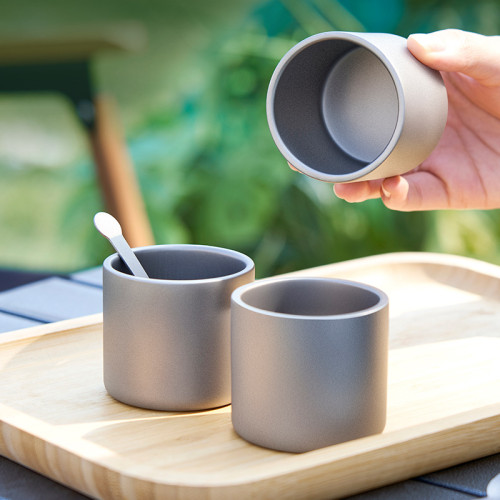 純鈦杯子戶外可攜式茶杯主人杯酒杯露營鈦水杯隔熱雙層防燙咖啡杯