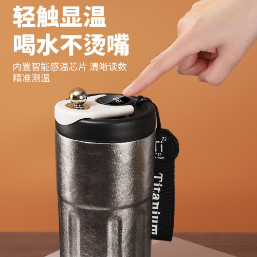 純鈦咖啡杯智能保溫鈦杯高顔值小清新男女學生可攜式隨行水杯子禮品