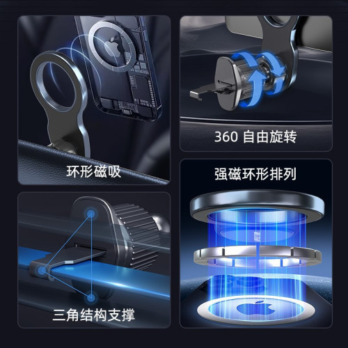 Magsafe360度旋轉磁吸車用手機支架出風口固定可攜式車內可旋轉 Magsafe360度旋轉磁吸車用手機支架出風口固定可攜式車內可旋轉