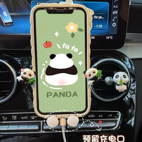 車用手機支架2024新款卡通可愛熊貓出風口導航支撐架車內女hcds 車用手機支架2024新款卡通可愛熊貓出風口導航支撐架車內女hcds