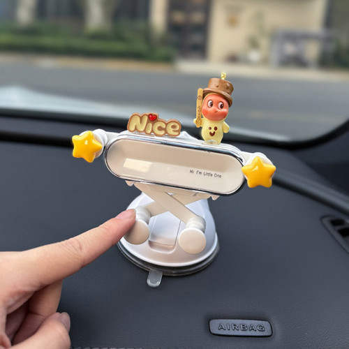 新款車用手機支架擺件汽車中控台儀表台吸盤支撐架導航裝飾可愛女