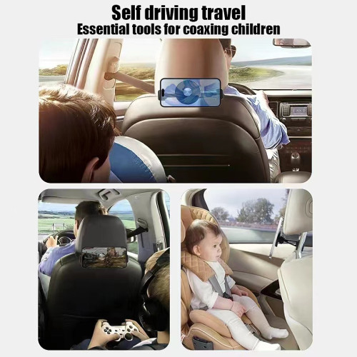 新款二合一車用掛鉤頭枕座位靠背汽車後排磁吸手機支架磁吸款