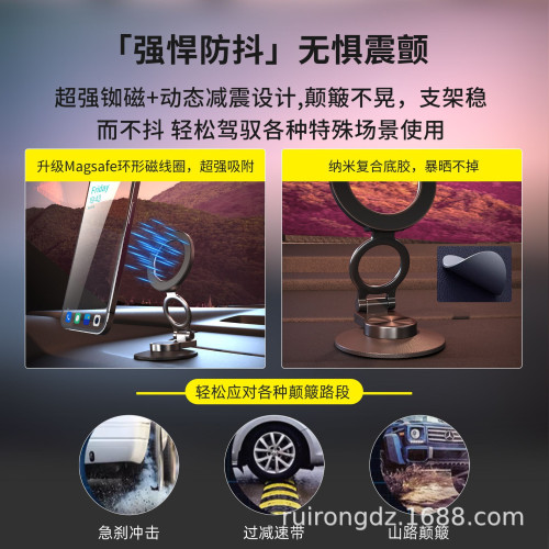 新款車用導航手機支架折疊型皮紋底座Magsafe磁吸多功能360度旋轉 新款車用導航手機支架折疊型皮紋底座Magsafe磁吸多功能360度旋轉