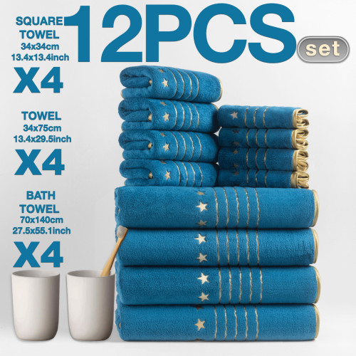 德國2026新款金線五星八件套70*140cm浴巾珊瑚絨毛巾吸水 德國2026新款金線五星八件套70*140cm浴巾珊瑚絨毛巾吸水
