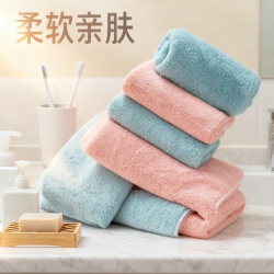 愉悅之家洗臉毛巾洗澡毛浴巾男女純色浴帽乾髮帽成人毛浴巾三件套