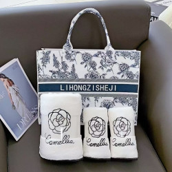 山茶花浴巾三件套毛巾35*75浴巾70*140商務 禮品