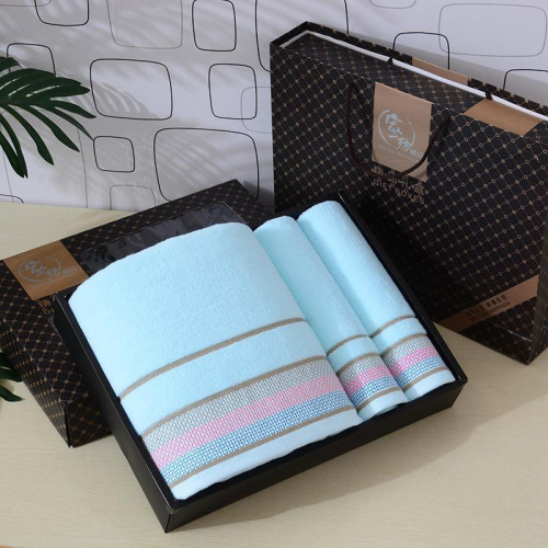 純棉浴巾毛巾禮盒套裝三件套禮品生日婚慶廻禮壽宴綉釘製