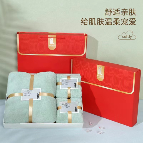 加厚珊瑚絨毛巾浴巾套裝禮盒洗臉巾結婚伴手禮活動宣傳禮品 加厚珊瑚絨毛巾浴巾套裝禮盒洗臉巾結婚伴手禮活動宣傳禮品
