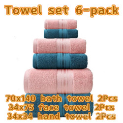 浴巾純棉家用男女情侶洗臉毛巾擦手方巾towel set 6 Pack緞檔其他