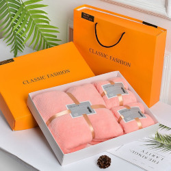 樸希珊瑚絨毛巾禮盒伴手禮浴巾三件套高級感禮品毛巾套裝可