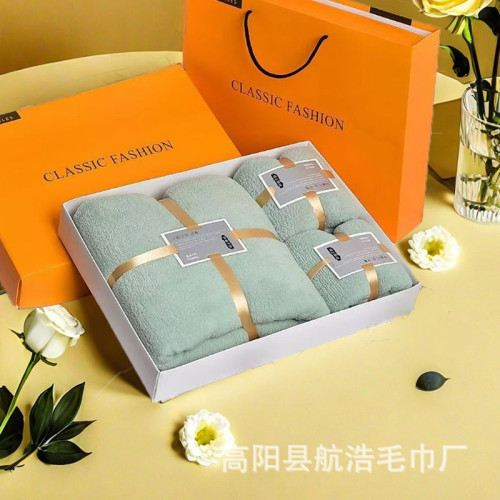 毛巾禮盒裝珊瑚絨毛巾浴巾三件套高檔結婚伴手禮團購禮品 毛巾禮盒裝珊瑚絨毛巾浴巾三件套高檔結婚伴手禮團購禮品