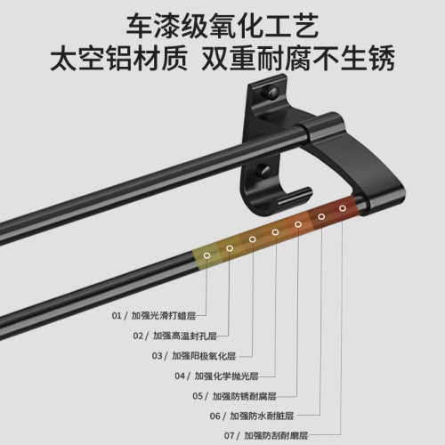 ✅毛巾架浴巾架浴室毛巾桿雙層掛架免打孔單桿雙桿加長衛生間置物