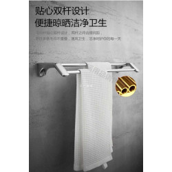 ✅日本毛巾桿免打孔全銅單雙桿毛巾架衛生間浴室全銅置物浴巾
