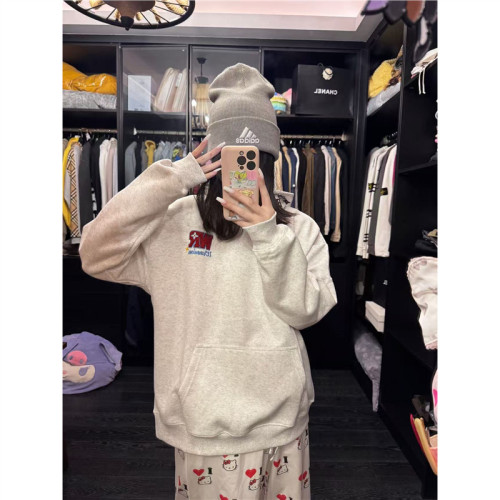 美式復古字母刺綉重磅純棉衛衣女2025秋冬新款設計感小衆連帽衛衣